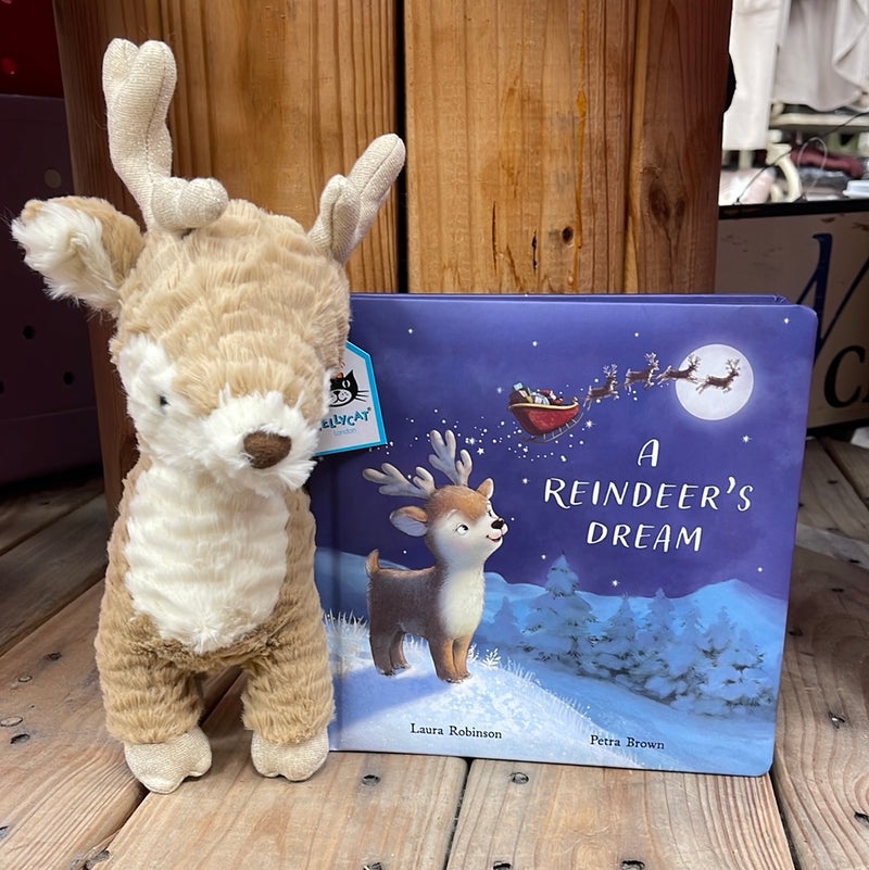 Jellycat A Reindeer’s Dream Book and Medium Mitzi Reindeer Plush