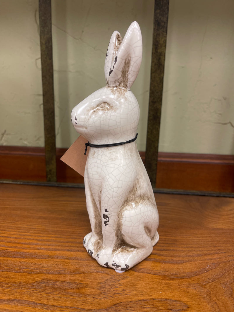 Creative Co-op 8” Ceramic Rabbit, Distressed Cream Finish