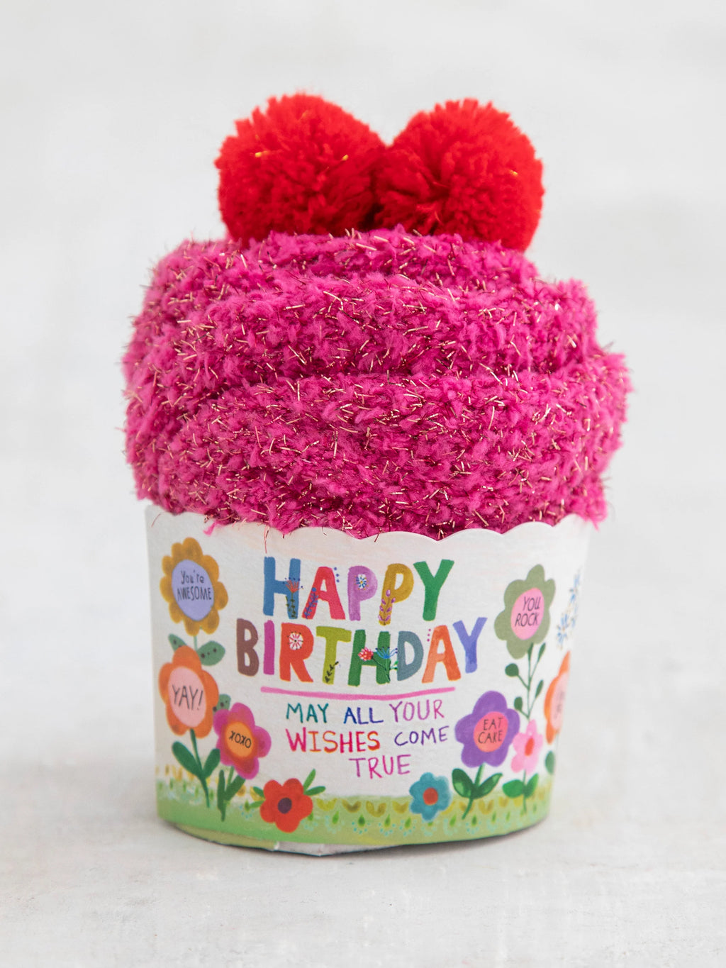 Natural Life Cozy Cupcake Socks - Red Happy Birthday