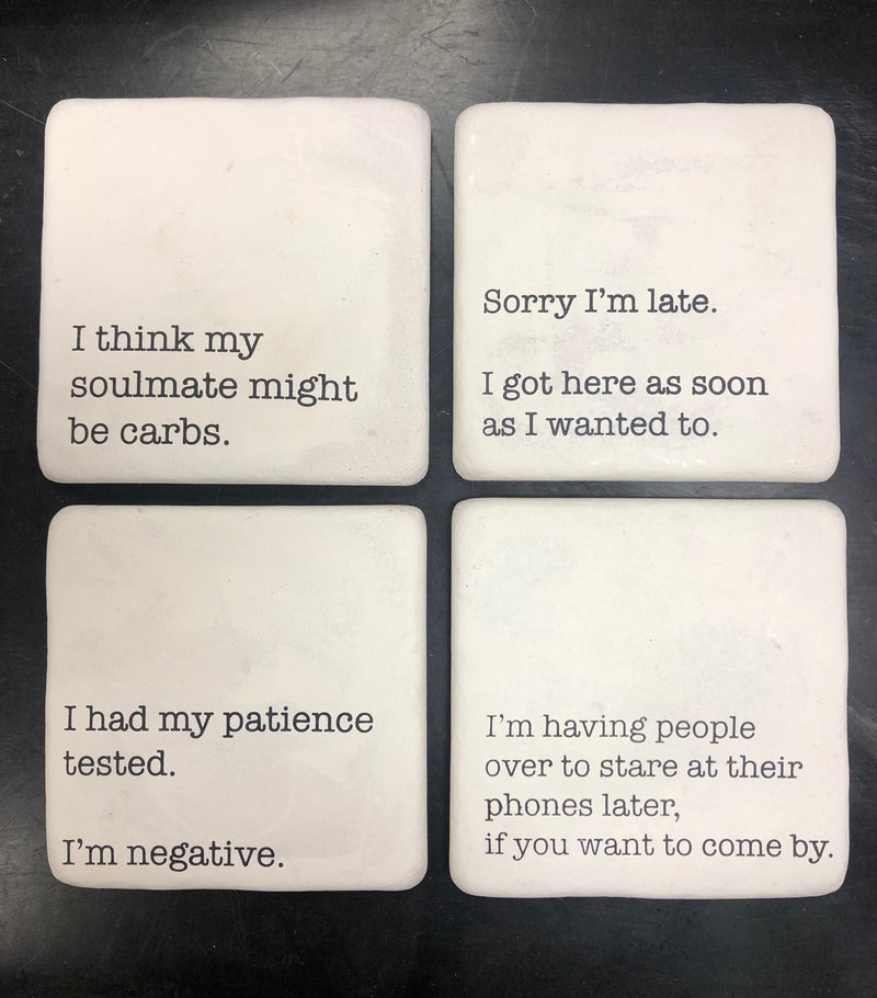Mud Pie SENTIMENT STONE COASTER SETS