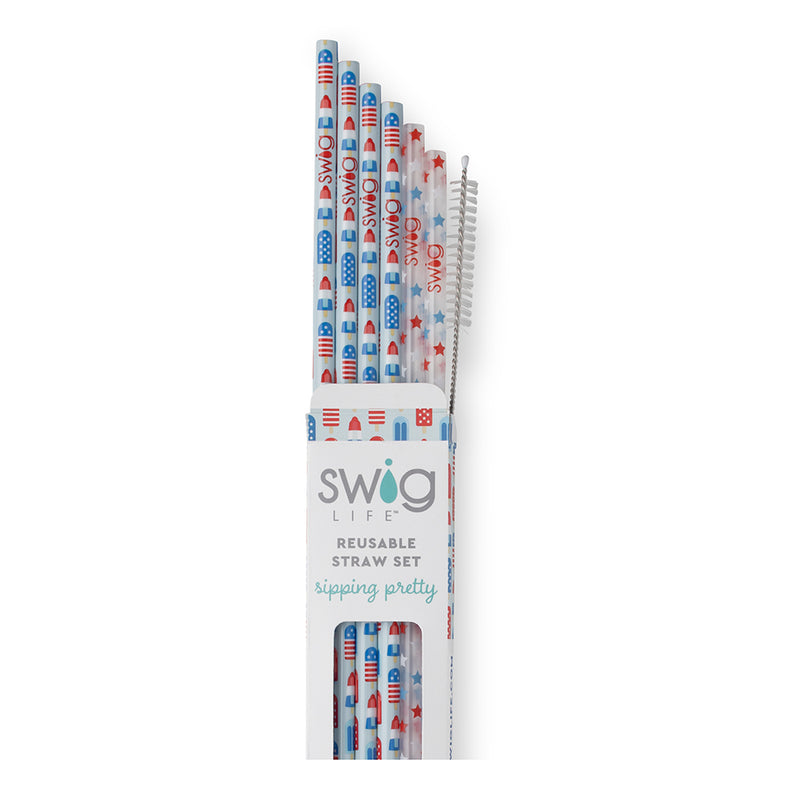 Swig Life Rocket Pop + Stars Reusable Straw Set (Tall)