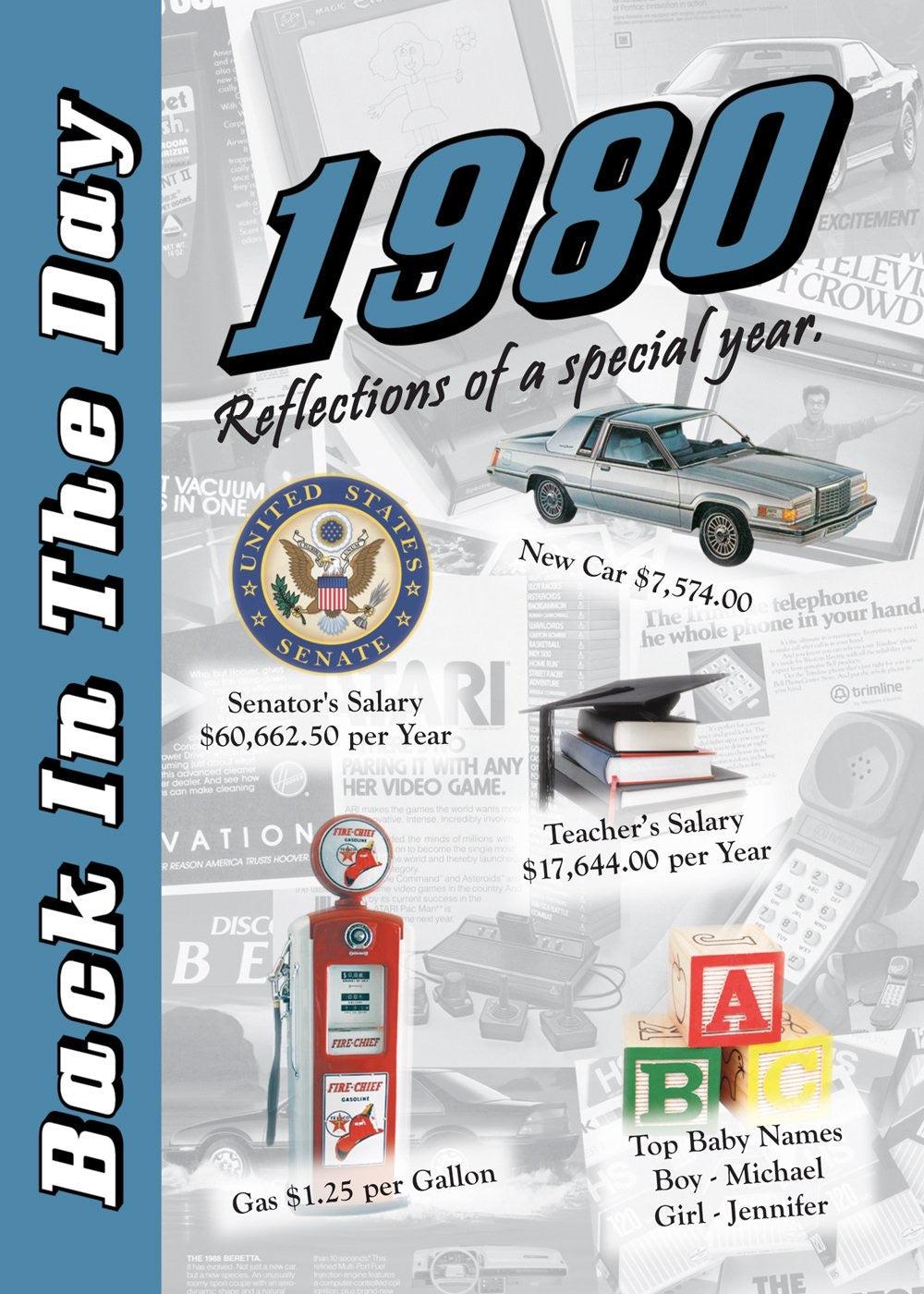 Back in the Day Year Almanac (1980’s)- 24 page greeting card/Booklet with Envelope