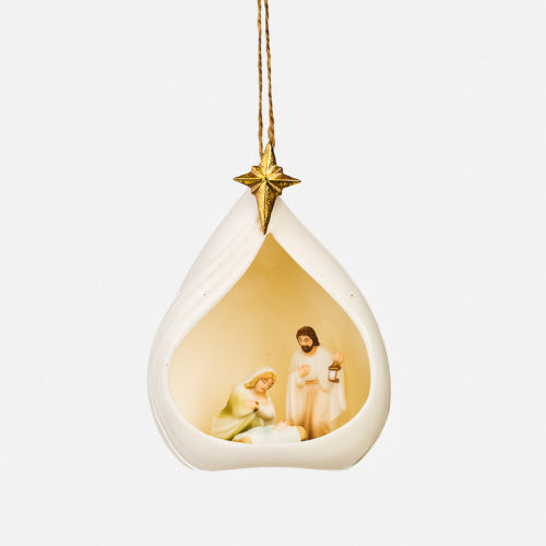Nativity Ornament, Glass Ornament 7”