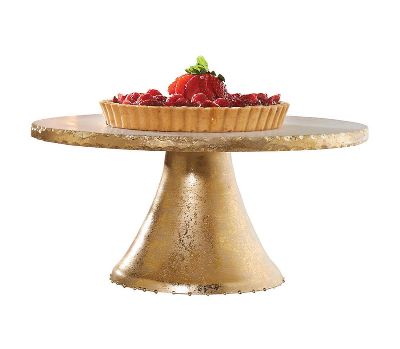 Mud Pie GOLD FOIL MARBLE & TIN PEDESTAL CAKE STAND
