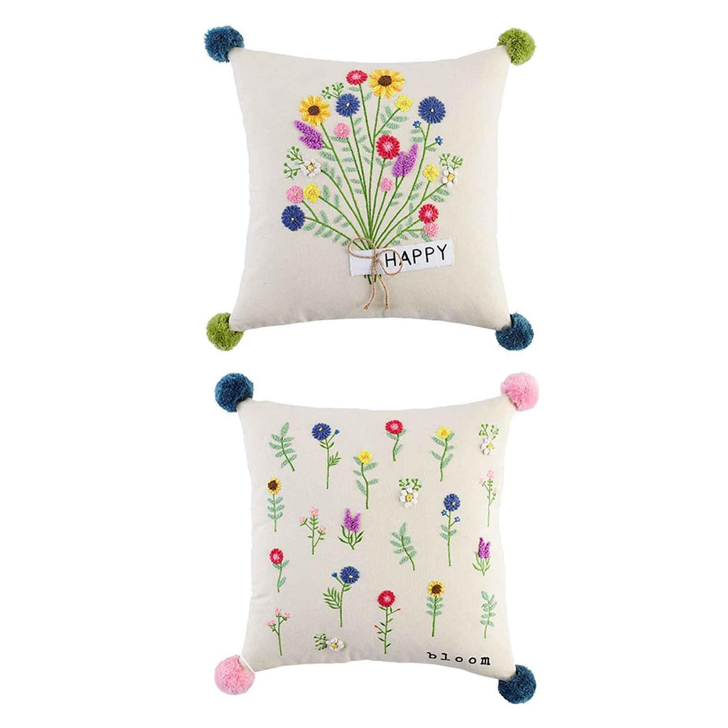 Mud Pie Square Floral Embroidery Pillows