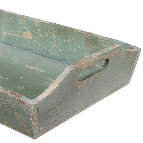 Creative Co-Op Decorative Rustic Green Distressed Wooden Gardners Tray