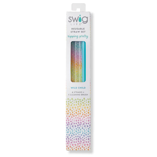Swig Life Wild Child + Aqua Reusable Straw Set (Tall)