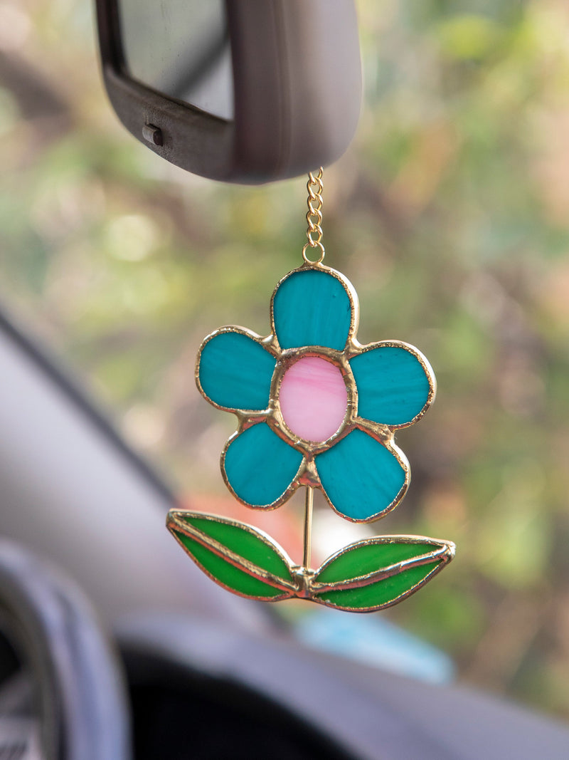 Natural Life Stained Glass Car Charm - Flower